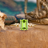 Timeless 3 Carat Emerald Cut Peridot Engagement Ring